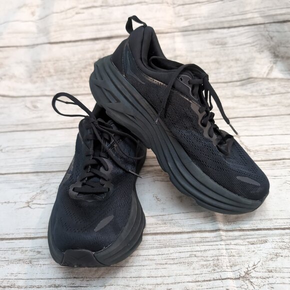 HOKA One One Bondi 8 Running Shoes Black Mesh Cushioned – Women’s 10B - Picture 1 of 8
